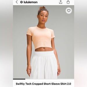 Lululemon Swiftly Tech Cropped Short Sleeve 2.0 Peach